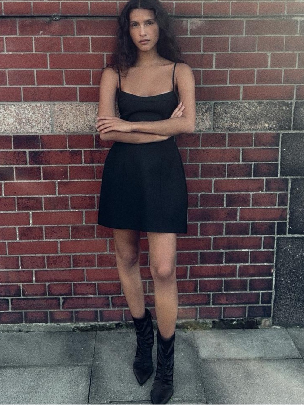 ZARA Elegant Black Spaghetti-Strap Mini Dress